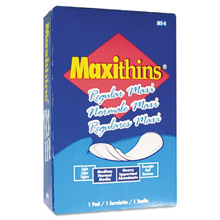 HOSPECO Maxithins Vended Sanitary Napkins #4, Maxi, Individually Boxed Napkins, PK100 PK MT4FS